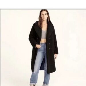 J Crew Faux Sherpa Double Breasted Coat
